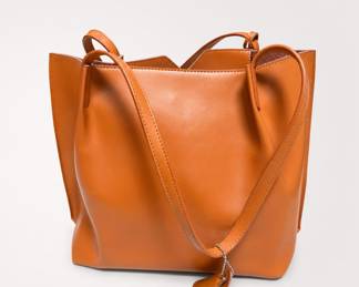 Lot 421: Cognac Leather Tote Bag