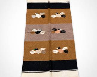 Lot 228: Handwoven Mexican-Style Rug with Flying Duck Motifs
