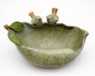 Lot 119: Ceramic Leaf Bowl with Perched Birds