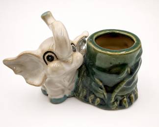 Lot 124: Glazed Ceramic Elephant Figural Planter