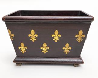 Lot 289: Fleur-de-Lis Sarcophagus-Form Wood Cachepot