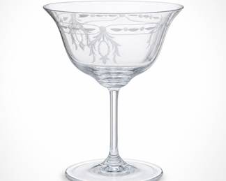 Lot 985: Wheel-Cut Floral Engraved Champagne Coupe
