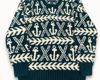 Lot 227: Nordstrom Hand-Knit Wool Anchor Sweater, Size L