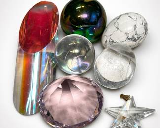 Lot 437: 8 Decorative Glass & Crystal Paperweights & Objects