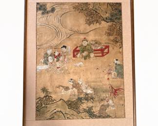 Lot 358: Antique Japanese Painting of Chinese Boys at Play (Karako)