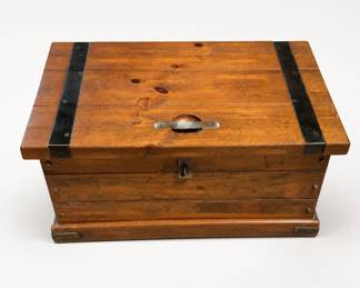 Lot 186: Pine Storage Chest with Metal Strapping