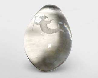 Lot 283: Etched Crystal Mermaid Paperweight, Attributed to Ekenas