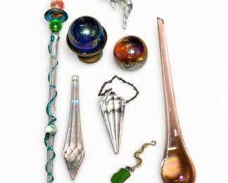 Lot 290: 8 Pieces of Art Glass: Prisms, Pendulum, Dolphin & More