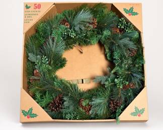 Lot 365: 32-Inch Pre-Lit Wreath with 50 Dual-Color LED Lights