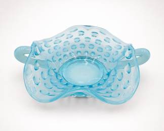Lot 130: Blue Opalescent Coin Dot Glass Bonbon Dish