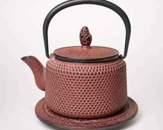 Lot 457: Cast Iron Teapot with Hobnail Pattern & Coin Trivet