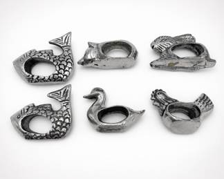 Lot 174: Set of 6 Cast Metal Animal Napkin Rings