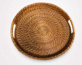 Lot 230: Round Woven Rattan Serving Tray
