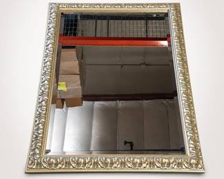 Lot 185: Beveled Wall Mirror in Ornate Gold-Tone Frame