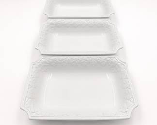 Lot 352: Set of 3 CWC White Embossed Ceramic Serving Dishes, Italy