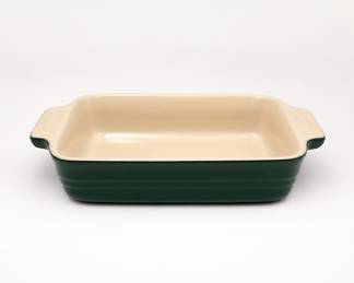 Lot 86: Le Creuset Green Stoneware Baking Dish
