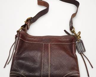 Lot 216: Coach Brown Pebbled Leather Crossbody Bag, Style 10398