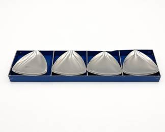 Lot 152A: Set of 4 Danish Stainless Steel Triangle Dishes in Box