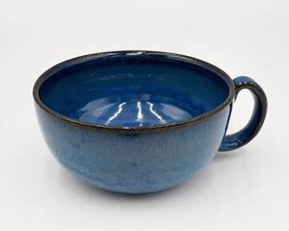 Lot 96: Studio Pottery Blue Glazed Soup Mug