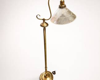 Lot 190: Brass Floor Lamp with Prismatic Glass Shade
