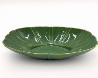 Lot 143: Green Glazed Ceramic Oval Serving Bowl