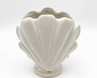 Lot 135: Matte White Shell-Form Pottery Vase