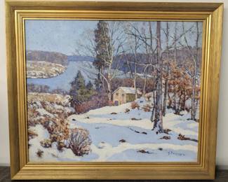 A. Beisiegel Winter Landscape Oil Painting