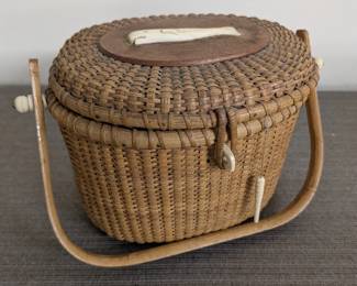 Nantucket Lightship Basket Purse with Carved Whale