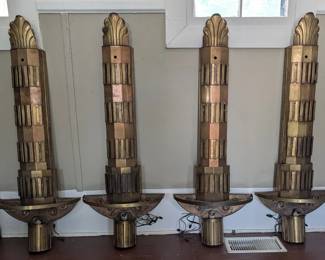 Monumental Art Deco Skyscraper-Style Wall Sconces