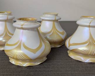 Quezal Pulled Feather Art Glass Shades