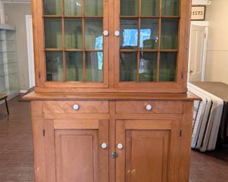 Pine Stepback Pewter Cupboard