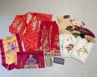 Chinese/Japanese Embroidered Silk Robes/Textiles