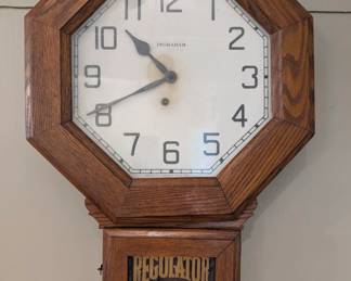 Ingraham Oak Schoolhouse Regulator Clock