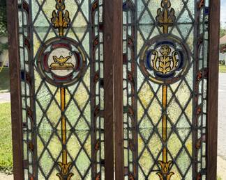 Pair of Leaded Glass Windows