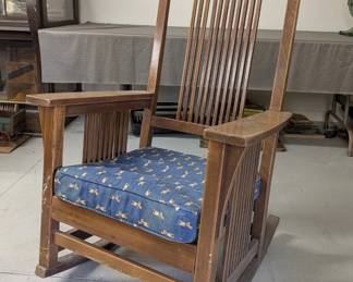 Arts & Crafts Spindle-Back Oak Rocking Chair