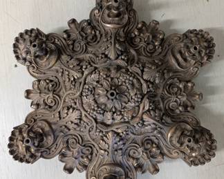 Ornate Cast Metal Six-Light Ceiling Fixture