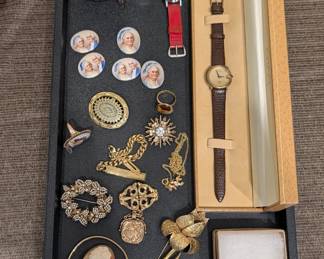 Group of Antique Jewelry, Brooches & Watches