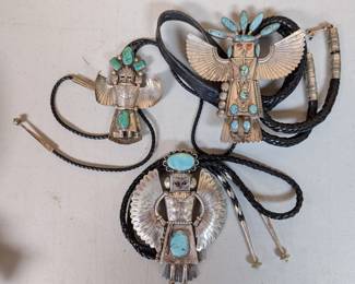 Sterling & Turquoise Kachina Bolo Ties