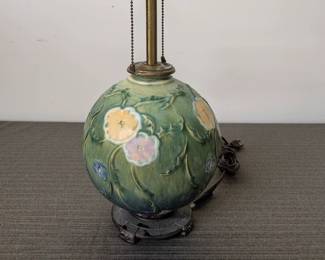Roseville Art Pottery Lamp Base, Embossed Floral