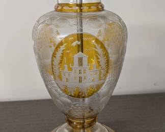 Bohemian Gilt-Decorated Glass Table Lamp