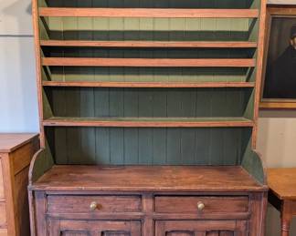 Pine Stepback Pewter Cupboard