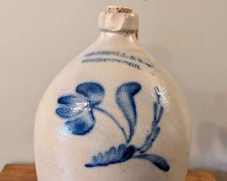 A. Lobdell & Co. Cobalt-Decorated Stoneware Jug