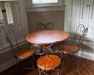Ice cream parlor bistro wood table chair set