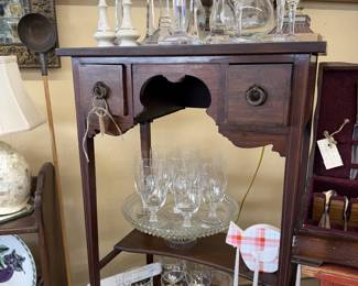antique etagere with 2 drawers