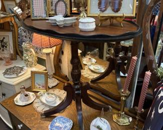 vintage table, chest of drawers, butterfly art