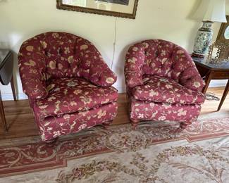 Pair of Hickory Tufted Back Chairs