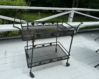 Vintage Woodard Wrought Iron Serving / Bar Cart