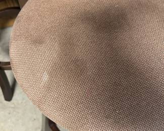 #116 Set of 3 Wood w/fabric Swivel Bar Stools - (some finish issues) - 31 Seat Height $50.00