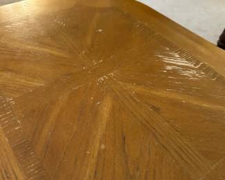 #10 Wood Rectangular Side Table (has finish issues and cutout on Leg ) - Project Piece - 26x20x21 $20.00