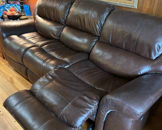 #39 Pleather Brown Double Recliner - Issues 91"Long - You Move - Scratches $50.00